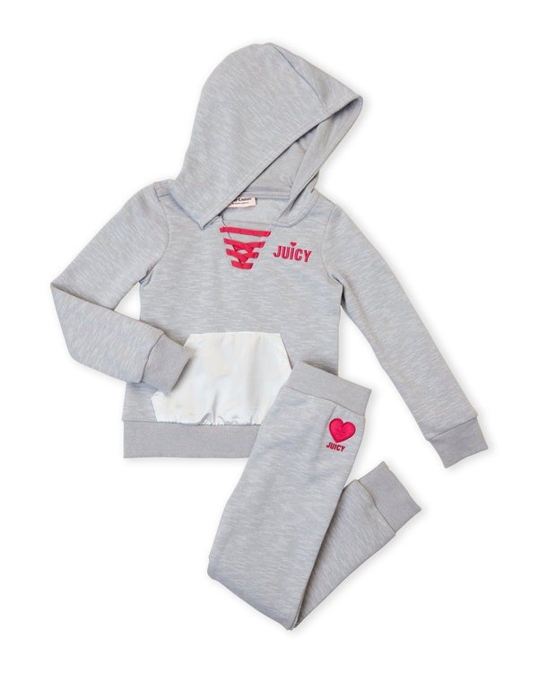 (Girls 4-6x) Two-Piece Lace-Up Terry Hoodie & Joggers Set
