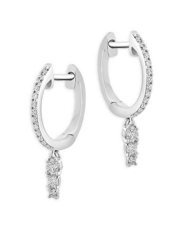 Diamond Drop Hoop Earrings in 14K White Gold, 0.25 ct. t.w.