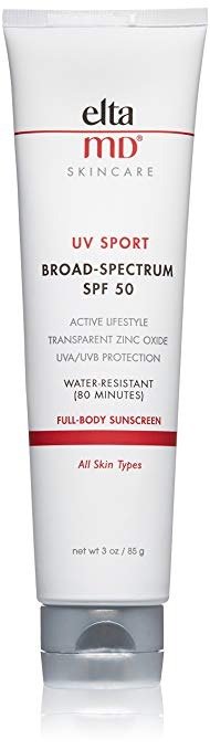 EltaMD UV Sport Sunscreen Broad-Spectrum SPF 50, Water-Resistant, Oil-free, Dermatologist-Recommended Mineral-Based Zinc Oxide Formula, 3.0 oz