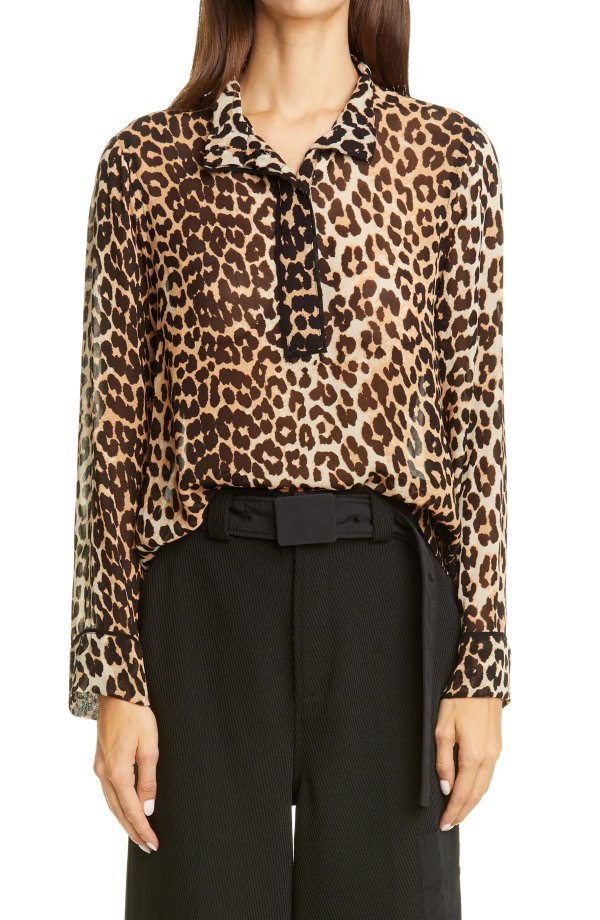 Leopard Print Georgette Shirt