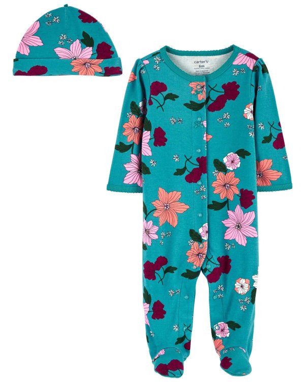 Baby 2-Piece Floral Snap-Up Sleep & Play Pajamas Set