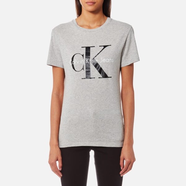 Calvin Klein Women's Shrunken T-Shirt - Light Grey Heather