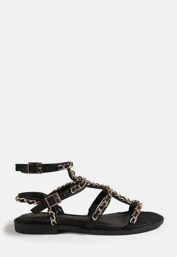 - Black Chain Gladiator Sandals