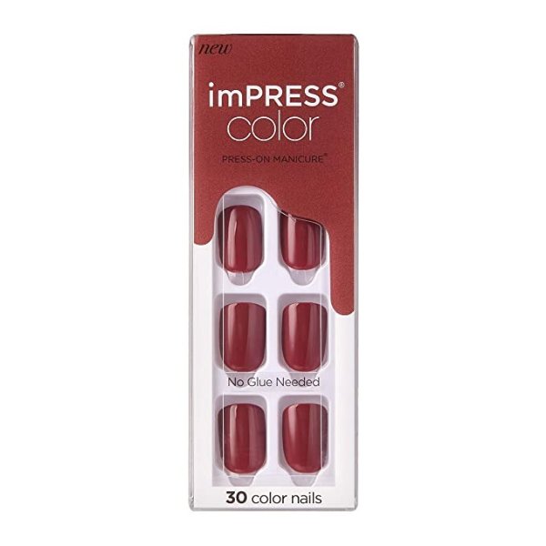 imPRESS Color Press-On Manicure, Gel Nail Kit, PureFit Technology, Short Length, “Espress(y)ourself”, Polish-Free Solid Color Mani, Includes Prep Pad, Mini File, Cuticle Stick, and 30 Fake Nails