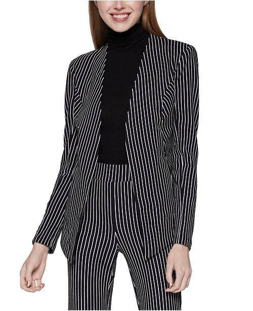 Velvet Striped Asymmetrical Blazer