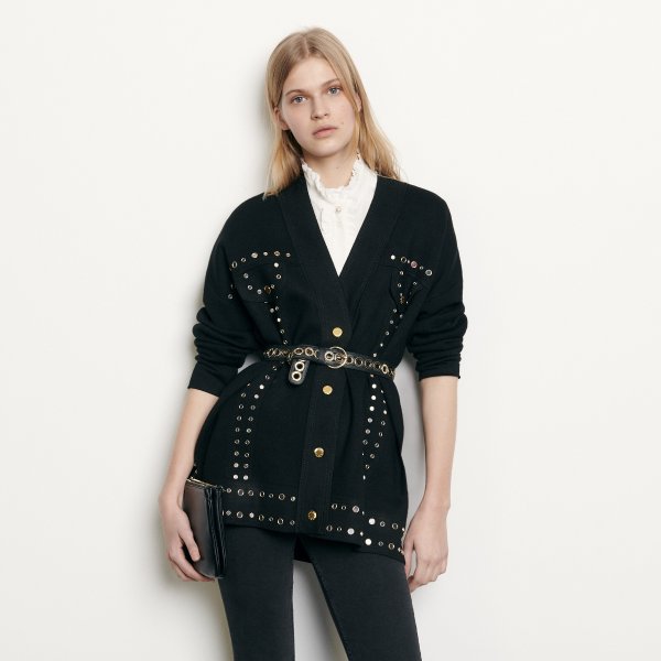 Cardi-Coat Trimmed With Studs