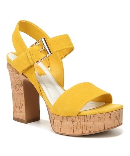 Franco Sarto Yellow Scarlett Cork Leather Platform Sandal - Women