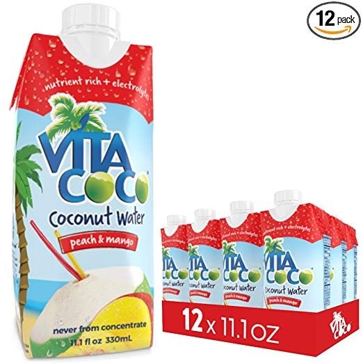 Vita Coco Coconut Water with Peach and Mango, 11.1-Ounce Containers, Pack of 12