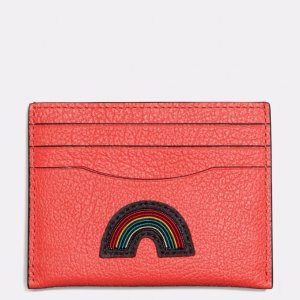 FLAT card case in grain leather with souvenir embroidery @ Coach