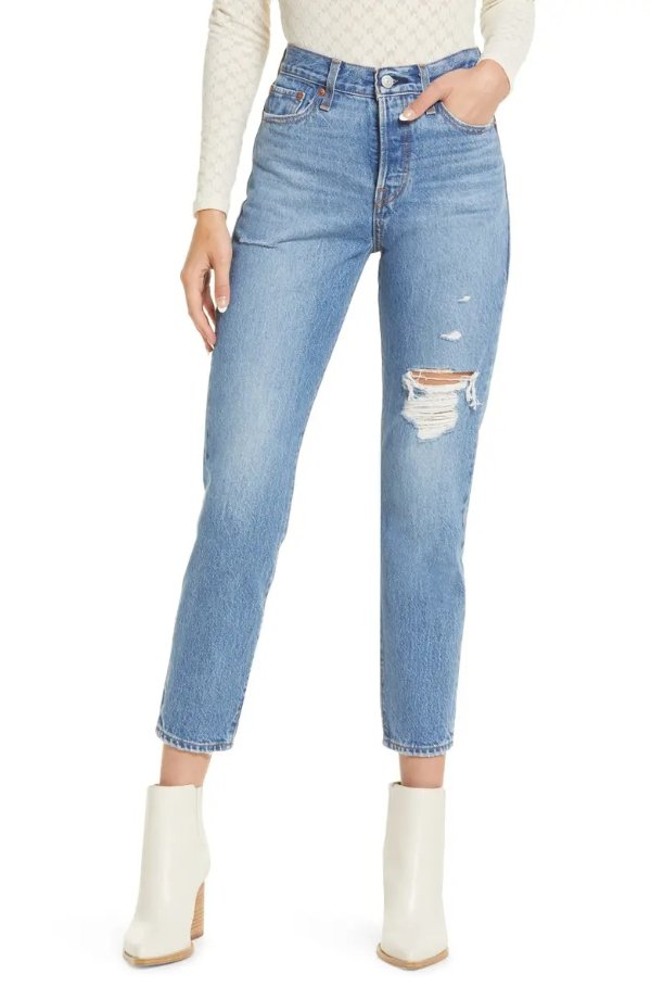 Wedgie Icon Ripped High Waist Ankle Slim Jeans