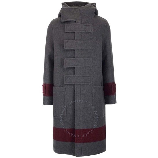 Men's Dark Charcoal Brown Striped Touch-Strap Duffle Coat
