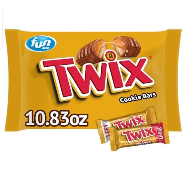 TWIX Fun Size Caramel Cookie Halloween Chocolate Bars - 10.83 oz Candy Bag