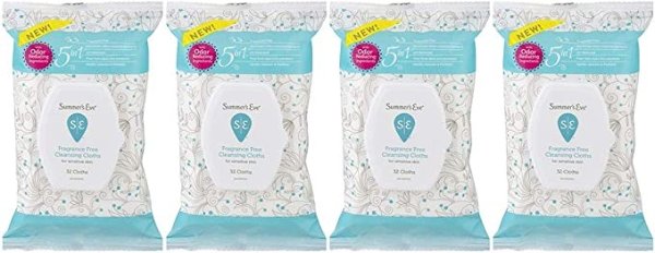 Cleansing Cloths Fragrance Free pH-Balanced, Unscented, 32 Cloths (Pack of 4)