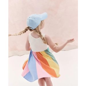 Hanna AnderssonSleeveless Rainbow Paneled Skater Dress with Pockets