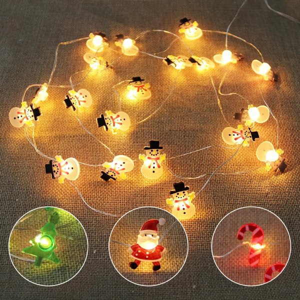 Christmas Ornaments Led String Lights Christmas Tree Ornaments, Santa Claus, Snowman, Deer Head, Snowflakes