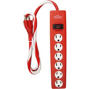 Hyper Tough 6-Outlet 3' Surge Protector, Red
