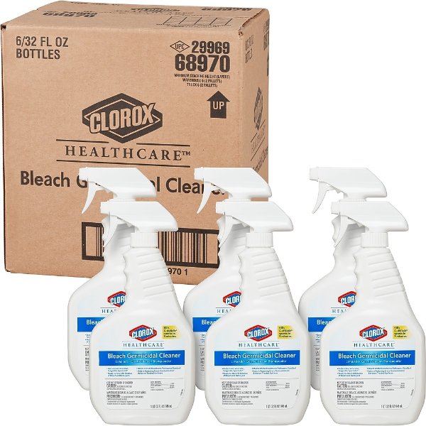 Healthcare Bleach Germicidal Cleaner Spray, 32 Ounces, 6 Bottles/Case (68970)