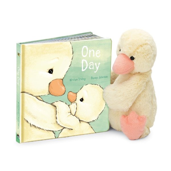 宝宝纸板书+鸭宝宝毛绒玩具