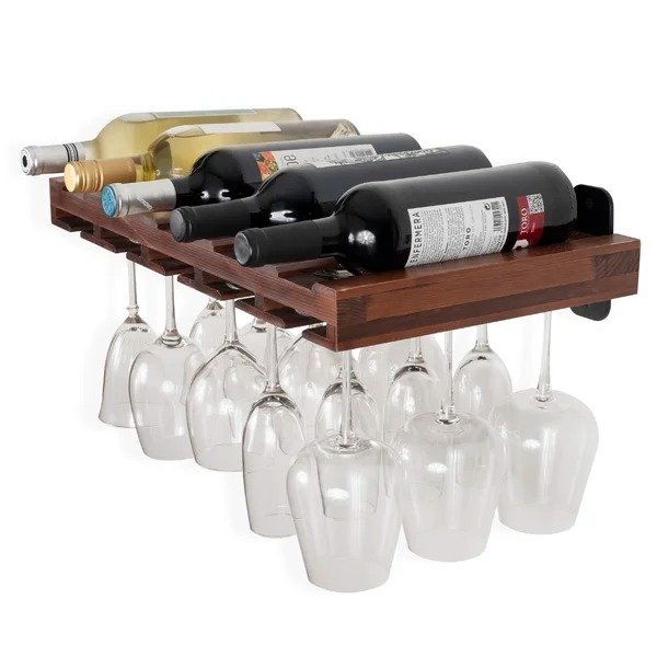 5 Bottle Solid Wood Wall Mounted Wine Bottle & Glass Rack in Walnut5 Bottle Solid Wood Wall Mounted Wine Bottle & Glass Rack in WalnutRatings & ReviewsQuestions & AnswersShipping & ReturnsMore to Explore