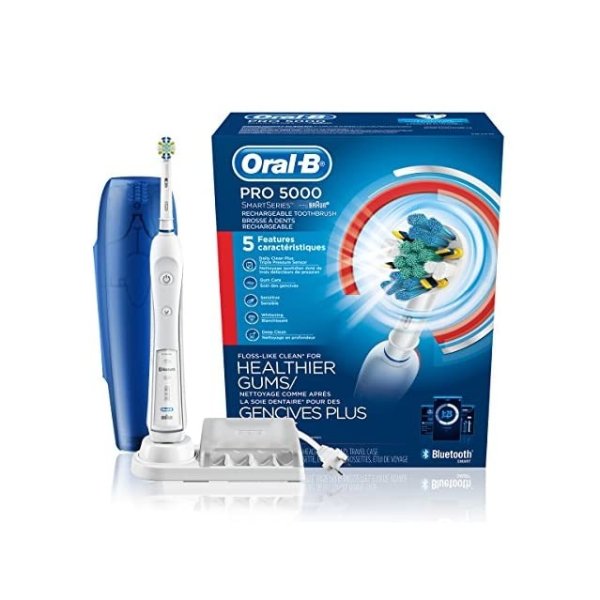 Pro 5000 SmartSeries Power Rechargeable Electric Toothbrush with Bluetooth Connectivity Powered by Braun