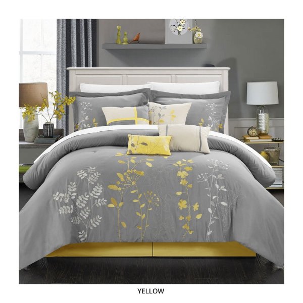 8-Piece Set: Chic Home Belissimo Embroidered Bedding - Assorted Colors