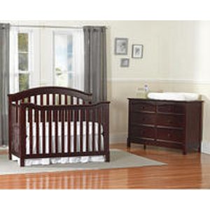 Summer Infant Freemont Black Cherry Crib + Double Dresser