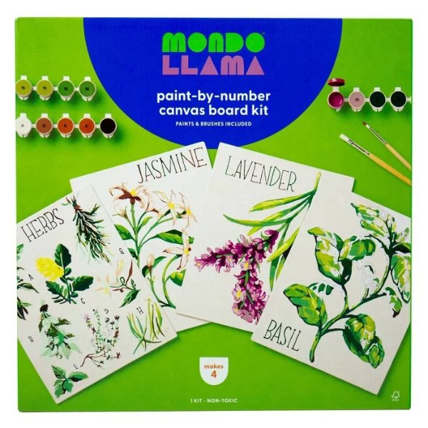 4pk Paint-By-Number Canvas Board Kit Florals - Mondo Llama&#8482;