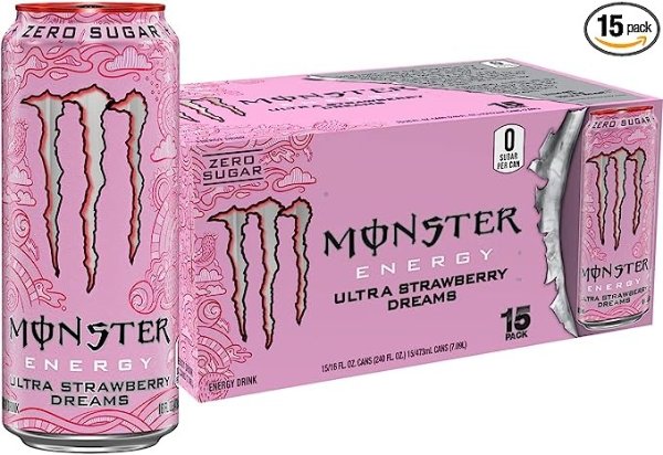 Ultra Strawberry Dreams, Sugar Free Energy Drink, 16 Ounce (Pack of 15)