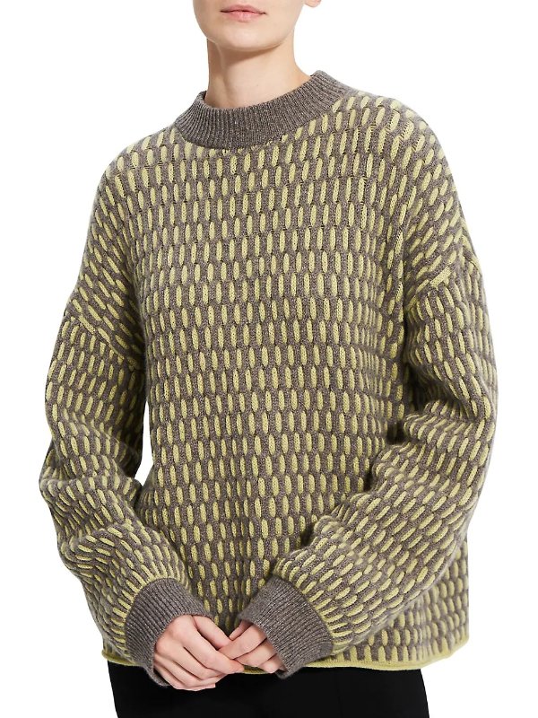 Plaited Two-Tone Cashmere Sweater