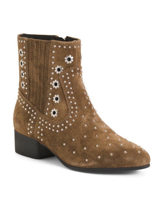 Suede Studded Ankle Booties