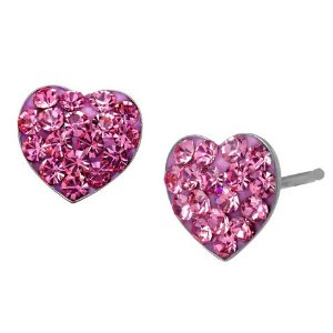 Heart Stud Earrings with Swarovski Crystal