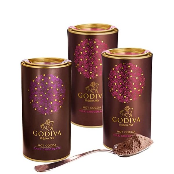 Chocolatier Assorted Dark and Milk Hot Cocoa Powder Canister Variety, Set of 3, 40.7 Oz