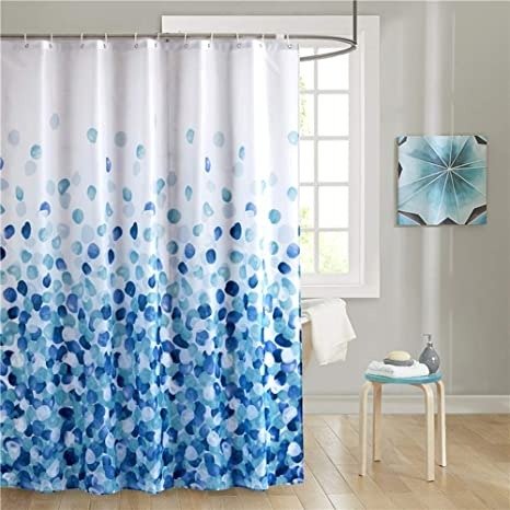 Uphome Fabric Shower Curtain Extra Long Blue Ombre Pebble Cobble Stone Shower Curtain Set with Hooks Chic and Elegant Bathroom Bathtub Accessories Decor Heavy Duty,72x84
