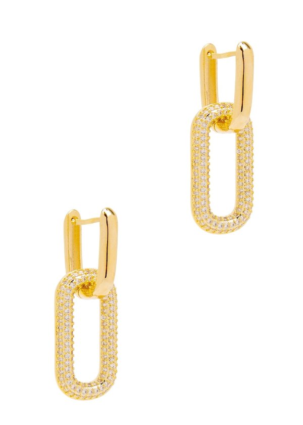 Firenze crystal-embellished gold-plated hoop earrings
