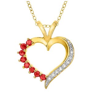 3/8 ct Ruby Heart Pendant with Diamonds