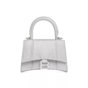 BalenciagaHourglass Mini Handbag with Chain in Sparkling Fabric