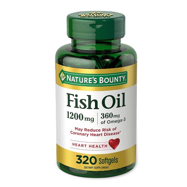 Nature’s Bounty Fish Oil, 1200mg, 360mg of Omega-3, 320 Rapid Release Softgels