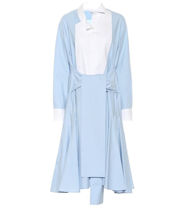 Asymmetric 拼色婴儿蓝衬衫裙