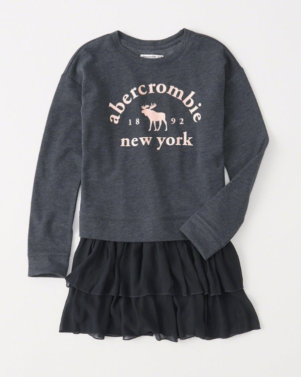 girls chiffon-skirt sweatshirt dress | girls dresses & rompers | Abercrombie.com
