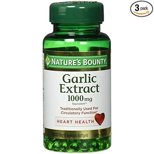 Garlic Pills and Herbal Health Supplement, Supports Circulatory Function, 1000mg, 100 Softgels, 3 Pack