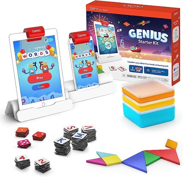 Genius Starter Kit for iPad - 5 Hands-On Learning Games - Ages 6-10 - Math, Spelling, Problem Solving, Creativity & More - (iPad Base Included)
