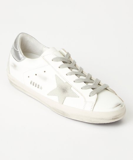 | White & Silver Star Leather Sneaker - Men