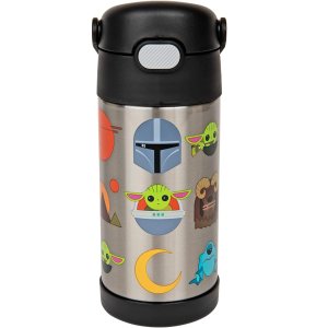 THERMOS FUNTAINER 12 Ounce Stainless Steel Vacuum Insulated Kids Straw Bottle, Mandalorian
