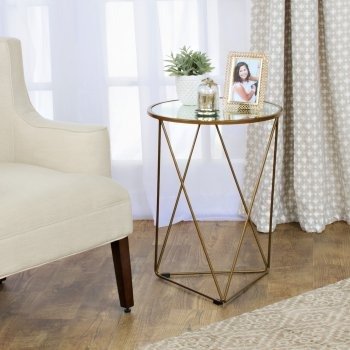 HomePop Gold Accent Round End Table