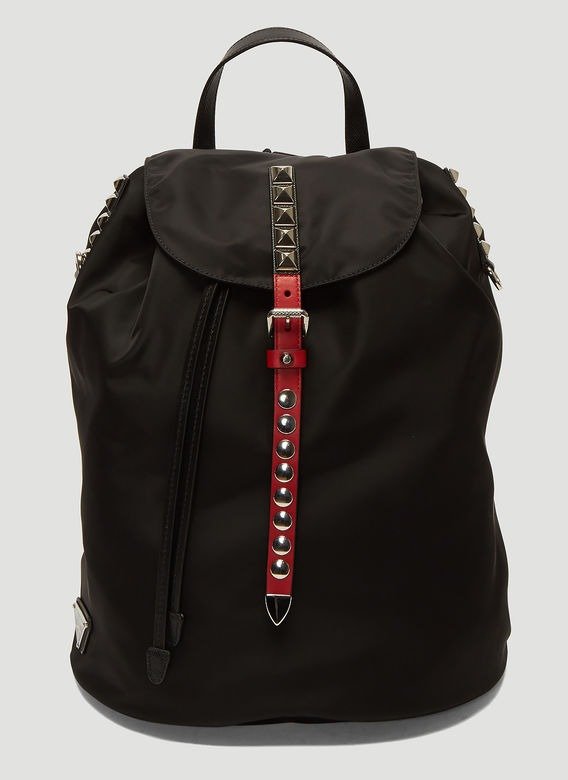 Nylon Stud Backpack in Black