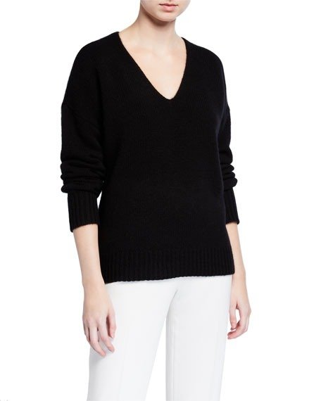 Relaxed V-Neck Cashmere Pullover Sweater