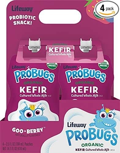 Lifeway Probugs Organic Kefir, Goo-Berry, 3.5 Ounce, 4-Pack