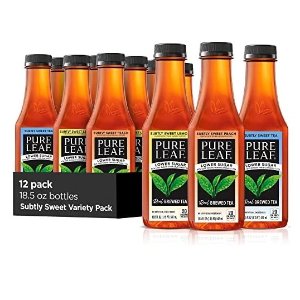 Pure Leaf Iced Tea, Subtly Sweet 3Fl Variety Pack, Lower Sugar, 18.5 Ounce Bottles (Pack of 12)