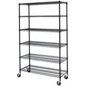 Black/Chrome Commercial 6 Tier Shelf Adjustable Steel Wire Metal Shelving Rack