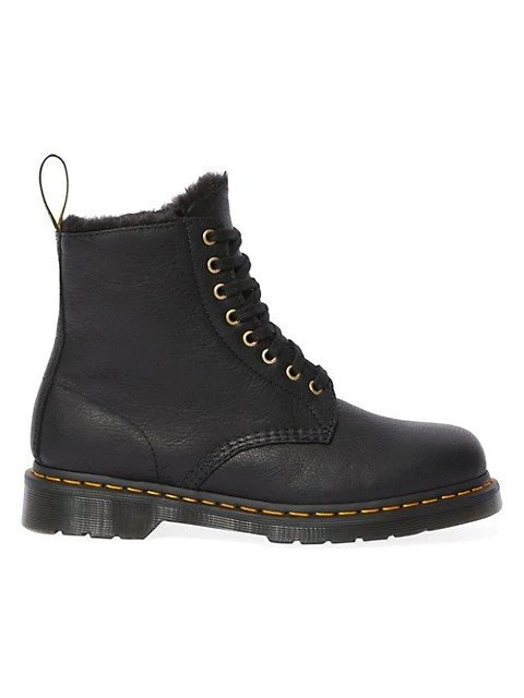 1460 Pascal Faux Fur-Lined Leather Combat Boots